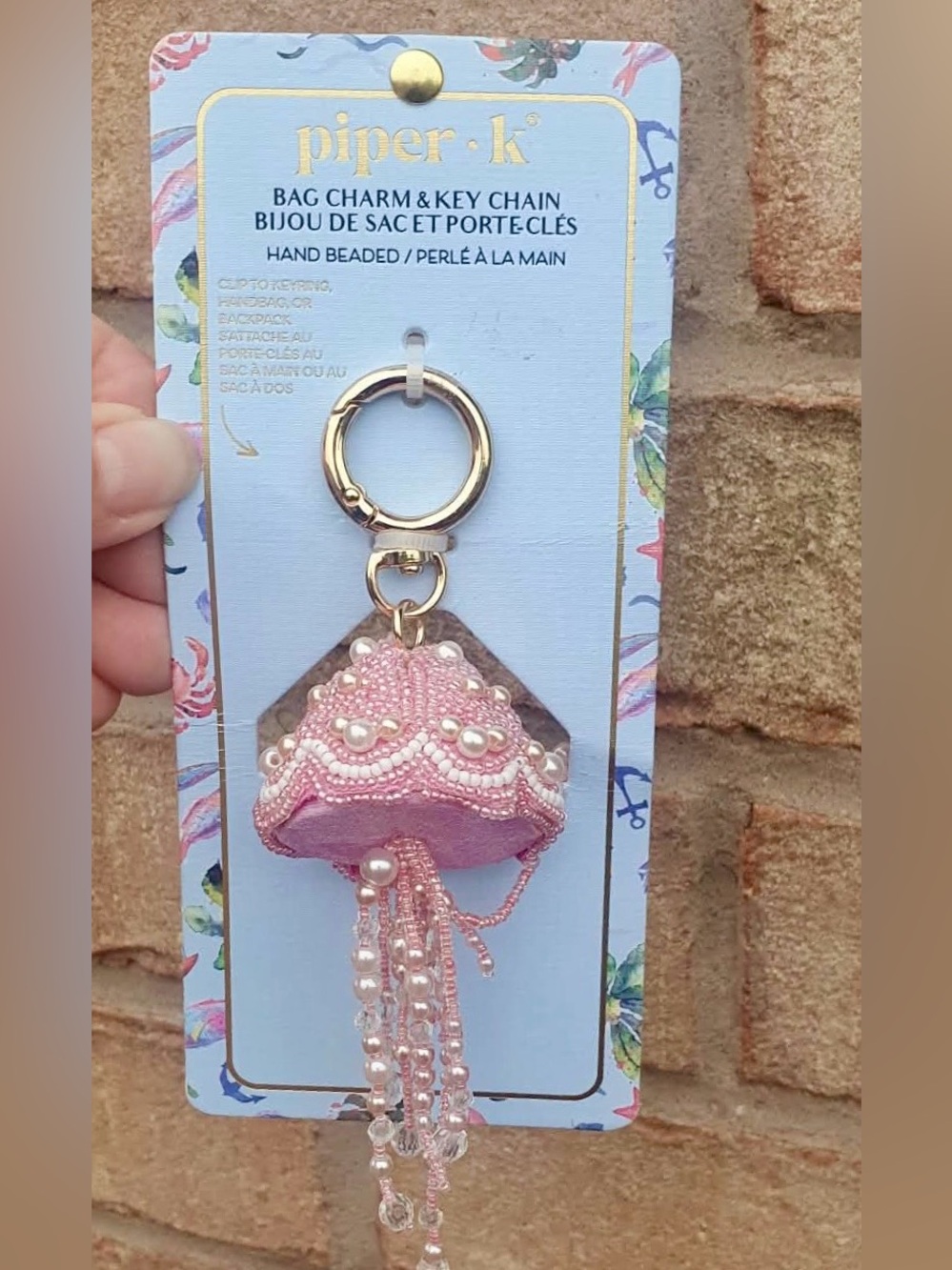 🪼 Piper K Pink Beaded Jellyfish Key Chain & Bag Charm